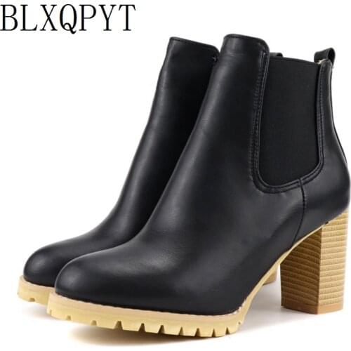 BLXQPYT New Big Size 34-48 Round toe High Heels Warm Winter boots Women 2019 fashion platform Ankle Boots zapatos de mujer 172-8