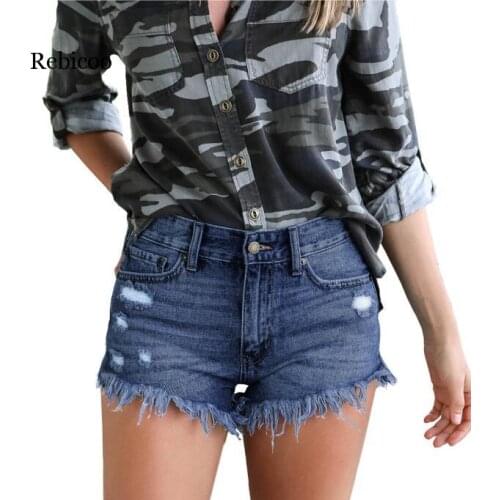 Black Plus Size Shorts Women Casual 2020 Mid Waist Cotton Sexy Rave Jean Short Button Pockets Tassel Denim Shorts