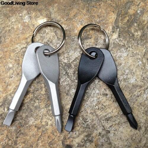 1 Set Portable Mini Screwdriver Steel Pocket Key Shape Multi EDC Philips Slotted Screwdrivers keyring Outdoors Repair Tools