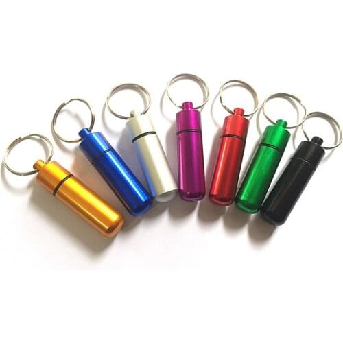 1Pc Keychain Keyring Container Organizer Pill Box Key Chain Aluminum Case Bottle Drug Holder