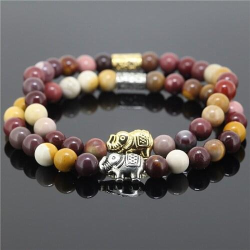 1PC Hot Sale Elephant Bracelet&Bangles 6mmCrystal Beads Yellow Yolk Stone Pendant Bracelet High Quality DIY Wrap Jewelry