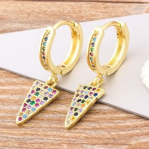 2020 New Fashion Rainbow Copper Zircon Drop Earrings for Women Gold CZ Earrings Jewelry Best Christmas Party Wedding Gift