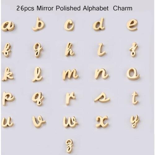 26PCS Small Alphabet Beads for Jewelry Making Mirror Polished Stainless Steel 26 English Letters DIY Beads Charms 1.8 mm Hole