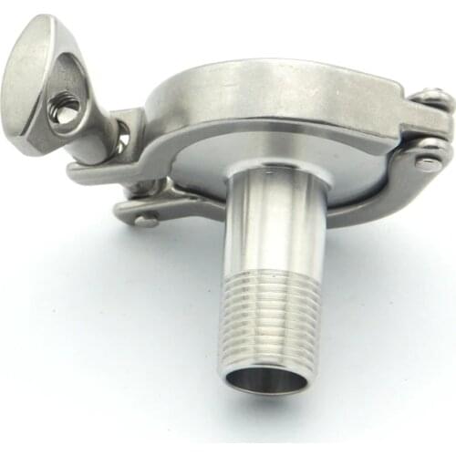 304 Stainless Steel Sanitary Pipe Fitting Set 3/8" BSP Male Thread Ferrule + 1.5" Tri Clamp + Silicon Gasket + End Cap
