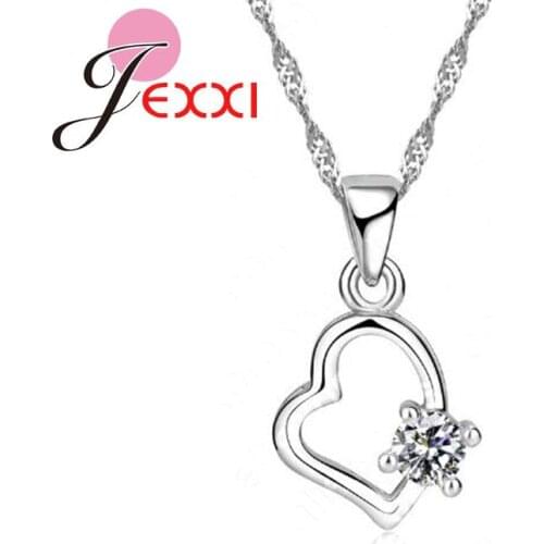 High Quality Love Gift 925 Sterling Silver Heart Shape Necklace Chain Pendant For Woman Shiny Cubic Zircon Jewelry With Box