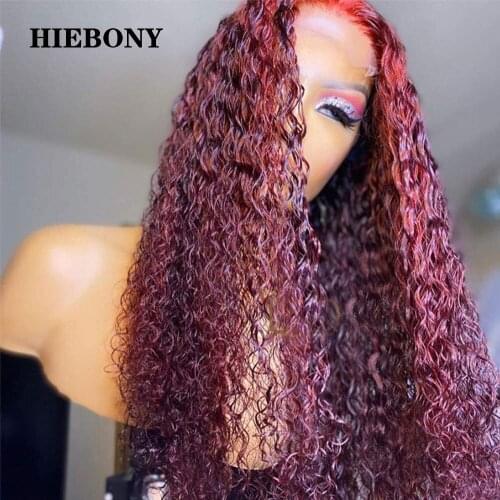 Pure 99J Curly Lace Front Human Hair Wigs with Baby Hair Burgundy 13x6 Curly Lace Front Wigs Pre Plucked Hairline Bleached Knots