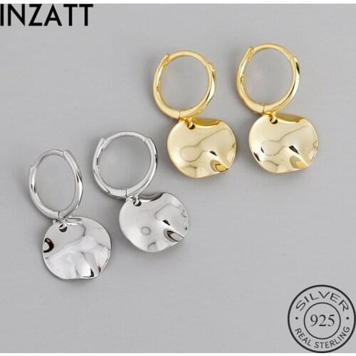 INZATT Real 925 Sterling Silver Geometric Irregular Round Hoop Huggies Earrings For Fashion Women Fine Jewelry Punk Accessories