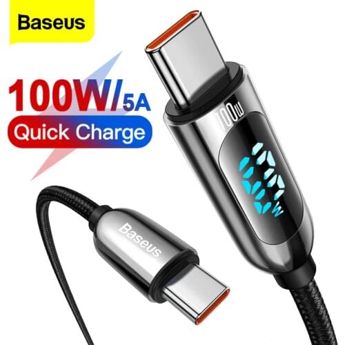 Baseus PD 100W USB C To USB Type C Cable Display Fast Charging Data Wire Cord USB-C Type-C Cable For Tablet Laptop Xiaomi Huawei