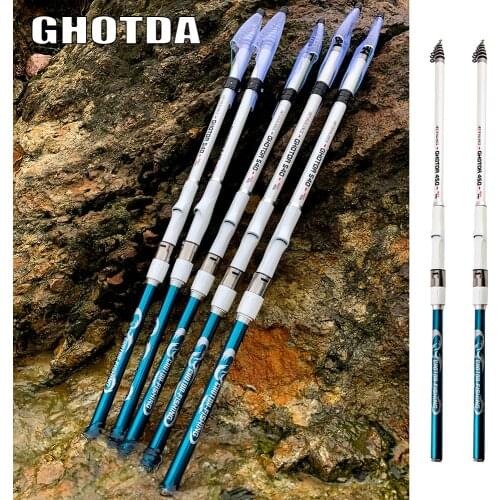 GHOTDA Carbon Rock Fishing Rod 3.6m 4.5m 5.4m 6.3m 7.2m Carp Rod Telescopic Sea Fishing Rod Spinning Rod Ultralight Hard Pole
