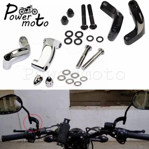 Motorcycle Mirror Riser Relocation Extension Adapter Kit Rearview Mirror Extension Mount Bracket Holder for Harley 2006-14 Model