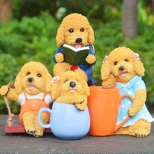 Creative Resin Cartoon Teddy Flowerpot Sculpture Ornaments Home Outdoor Courtyard Micro Landscape Crafts Miniature Garden Decor