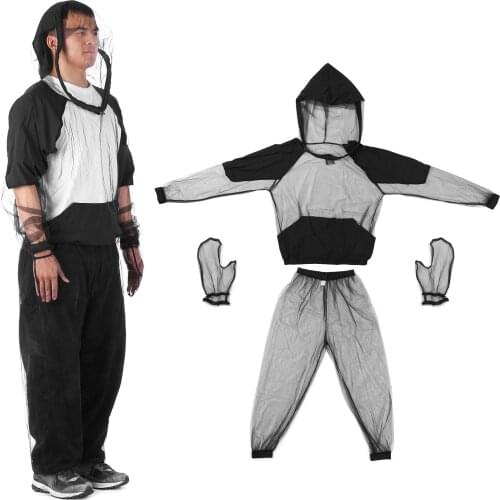 Lightweight Mesh Mosquito Jacket with Hood Outdoor Protection Bug Jacket Anti-mosquito Bite Clothes for Hiking Camping Fishing