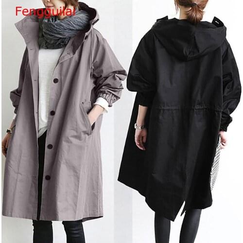 Fengguilai Fashion Womens Winter Loose Hooded Wild Elegant Windbreaker Comfortable Coat Outwear Sudaderas Para Hombre