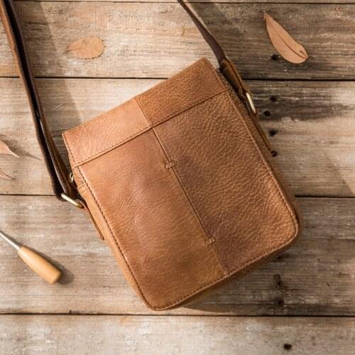 2020 New Handmade Mens Shoulder Bag Casual Messenger Bag Leather Men Bag Frosted Leather Summer Retro Shoulder Bag Soft