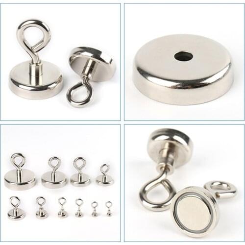 Neodymium Magnet Powerful Lifesaving Hook Marine Magnets Fishing Holder Mount Pot With Ring Super Strong Round Search Magnet