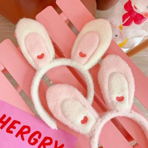 Korea Women Lovely Headband 1PC Girls Pink Rabbit Ear Head Holiday Adult Kids Hairband Hair Accessories Decorate Gifts