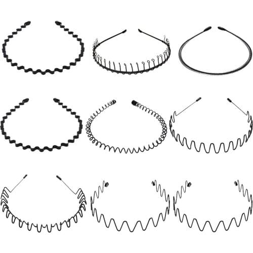 9pcs Simple Metal Spring Wave-Shaped Hairband Hair Hoops Headband Headwear Accessories for Men Womem