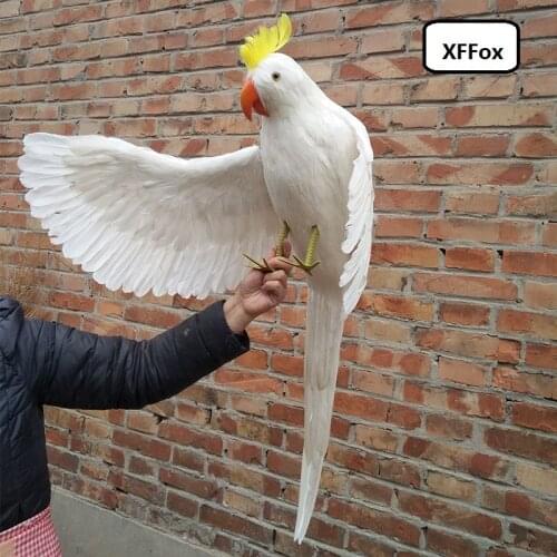 Huge real life "hello" wings parrot model foam&feather simulation white cockatoo bird gift about 100cm xf0792