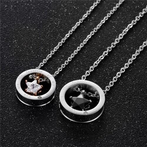 51CM 45CM YMS N433 Jewelry 2021 Trend Korean Couple Necklace For Women Stainless Steel Rose Gold Pentagon Inlaid Zircon Chain