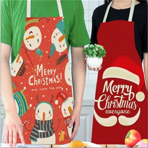 Linen Merry Christmas Apron Christmas Decorations for Home Kitchen Accessories Natal Navidad 2021 New Year Christmas Gifts