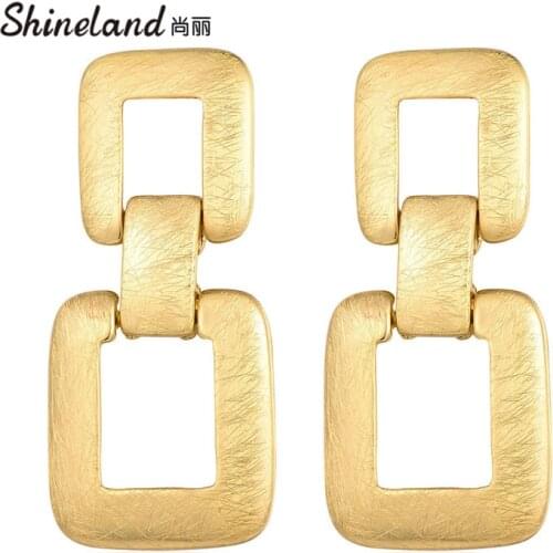 Shineland Vintage Large Metal Drop Earrings For Women Statement Geometric Drawing trendyen Fashion Jewelry Punk Bijoux Gift