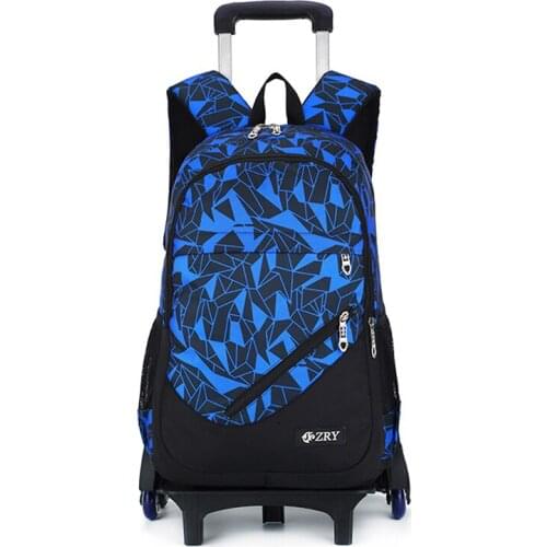 School Bags With 2/6 Wheels Stairs Kids boys girls Trolley Schoolbag Luggage Book Bags Backpack Latest Removable Children