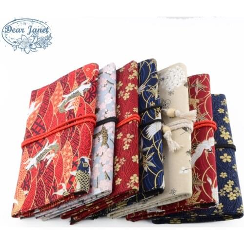 1 piece Portable makeup brushes bag Make up brush holder beauty tools organizer rolling pouch flower Chinese style