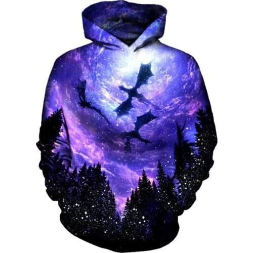 SOSHIRL Game Dragons Hoodie Thrones Funny Pullovers Unisex Couple Tops Awesome Sportwear Halloween Holiday Sweatshirt Galaxy Top