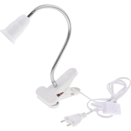 EU Plug E27 Clip On Reading Light Base Desk Reading Lamp Socket White