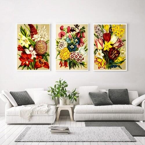 Antique Botanical Rose Flower Vintage Poster Canvas Print Vintage Floral Wall Art Canvas Painting For Living Room Home Decor