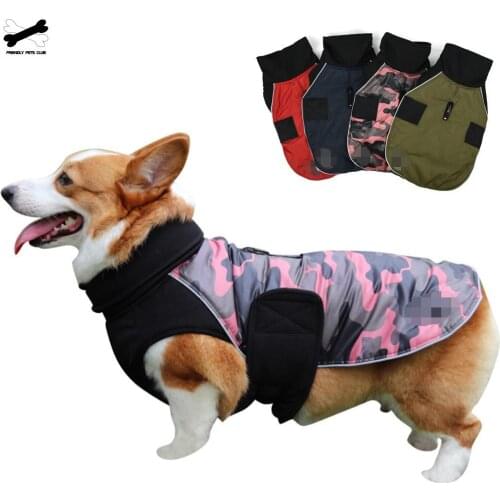 Turtleneck Pet Dog Coat Jacket Warm Autumn Winter Dog Clothes Positive Negative Waterproof Fabric Blouse Safe Reflective Strip