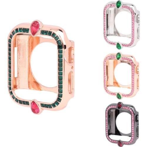 Colorful Diamond Full Protective Case For Apple Watch Cover Series 6 SE 5 4 Metal Shell For Iwatch 6 5 4 40mm 44mm