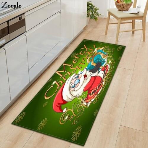 Zeegle Christmas Home Decoration Carpet Anti-slip Kitchen Rug Bathroom Doormat Absorbent Soft Bedside Carpet Mat Kids Room Rug