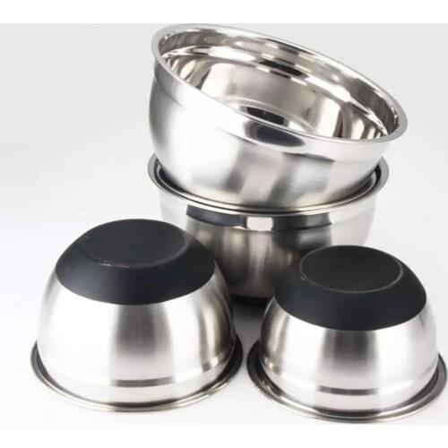 1Pc 18/20/22/24/26/28/30cm Diameter Anti-Scald Non-Slip Stainless Steel Kitchen Utensil Bowl for Salad Bread Pastries Cake Bowls