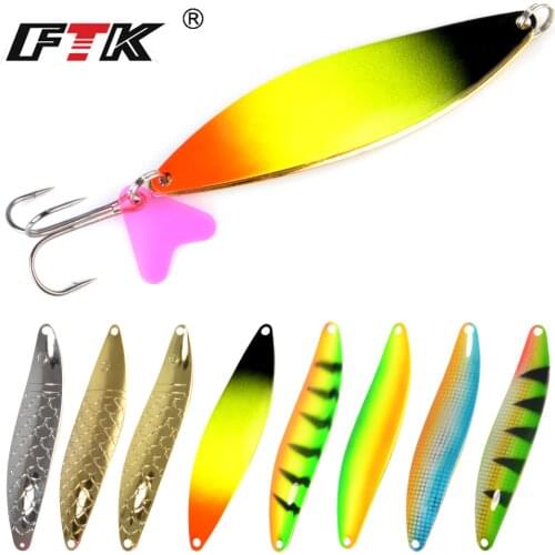 1PC 8 Colors Metal Spinner Fishing Lure Hard Baits Spoon 24g/28g/35g With 1#-1/0# Hook Sequin Paillette Wobbler Pesca Tackle