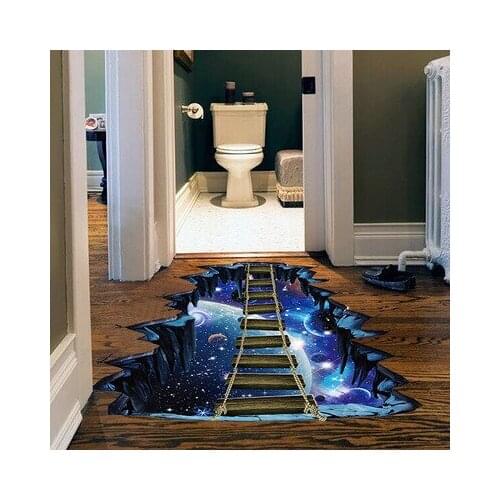 3D Wall Sticker Creative Universe Star Suspension Bridge PVC Removable Floor Stickers Bathroom Decor Kids Bedroom Decoration