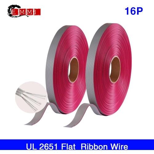 76 meters PVC material Tinned copper Pitch1.27MM 16Pin 28AWG 7*0.127mm Flat Ribbon Cable for LED Display AWM 2651 Wire Factory
