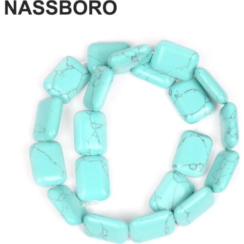 Rectangle 13X18mm Blue Natural Stone Beads Charms Loose Spacer Beads For Jewelry Making Diy Bracelet Necklace Handmade Wholesale