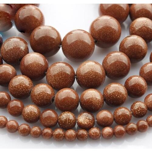 15"(38cm) Strand Round Natural Gold Aventurine Stone Rocks 4mm 6mm 8mm 10mm 12mm 14mm Beads for Bracelet Jewelry Making Findings