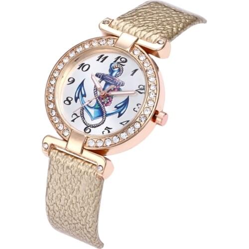 Montre femme Top Luxury Fashion Womens Watches Diamond Edge Boat Anchor Design Watch For Women Dress Quartz Watch WristWatch