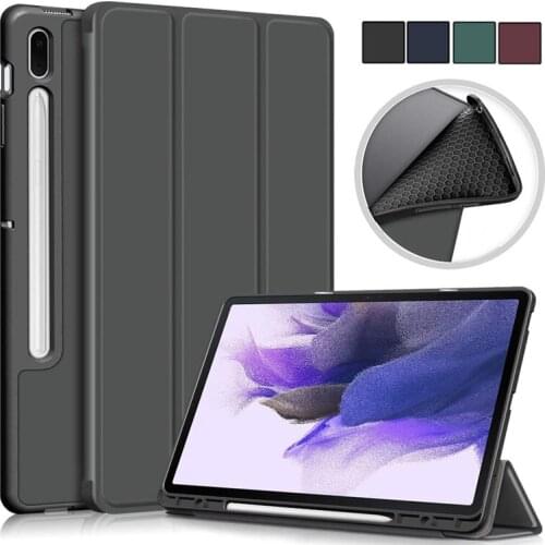 Leather Cover For Samsung Tab S7 Plus Case 12.4 TPU Back Stand Tablet Funda For Galaxy Tab S7 Plus S7 FE Case With Pencil Holder