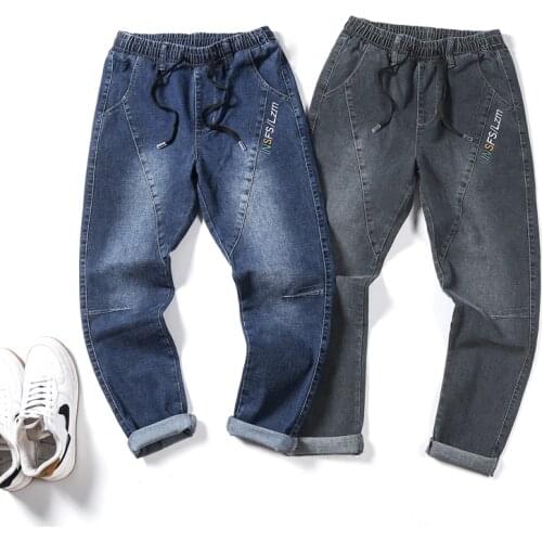 Streetwear Casual Denim Pants Gray Blue Plus Size 7Xl 8Xl 9Xl 10Xl Mens Fashion Harem Jeans Brand Trousers Male Spring Autumn