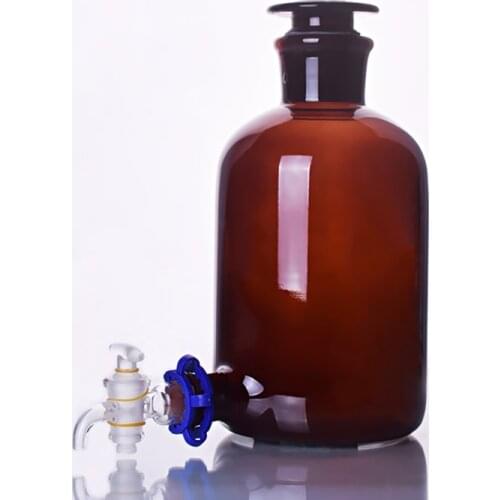 Brown Laboratory aspirator bottle 2500ml/5000ml/10000ml/20000ml,Boro 3.3 glass,With ground-in glass stopper and stopcock