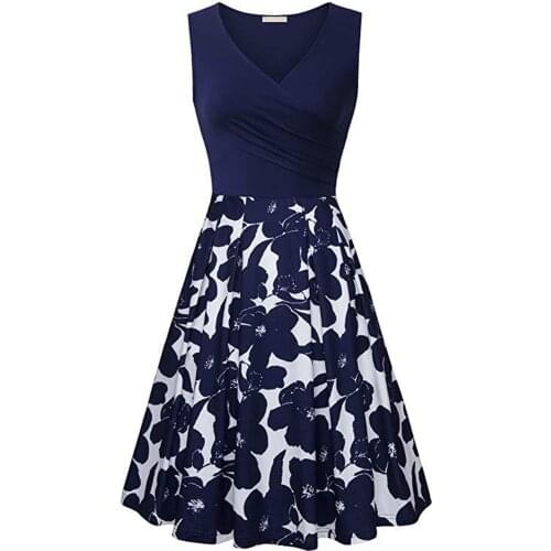 Fashion Plus Size Women Dresses Summer 2021 Womens Casual Print Sleeveless Vest V-neck Knee-length Party Dress Vestidos Mujer