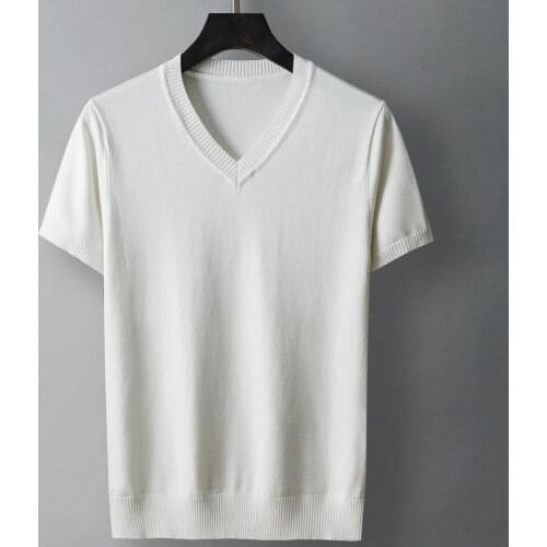 Spring summer mens V-neck T-shirt, Korean style, tight, solid color, loose, large, 5XL, s732021