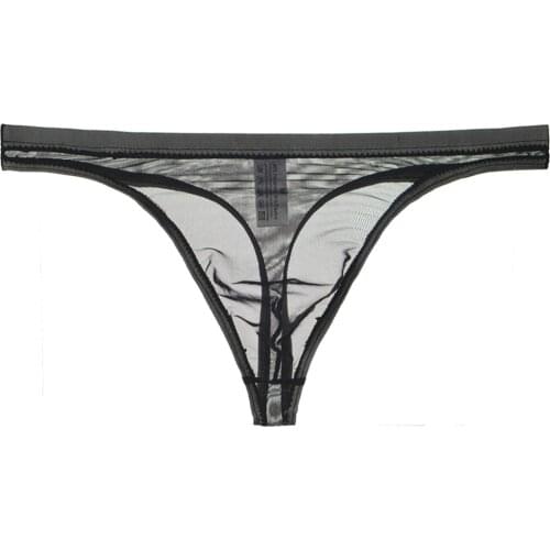 Mens Sexy Breathable Underwear T-Back G-String Briefs See Through Lingerie High Quality Low Rise Lace Thong Panties Fetish Tang