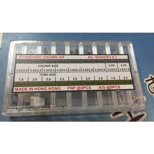 Free Shipping 0.7/0.8/0.9mm Diameter 126PCS Copper Waterproof Gold and Silver Watch Crown Set Made in HongKong for Watch Repair