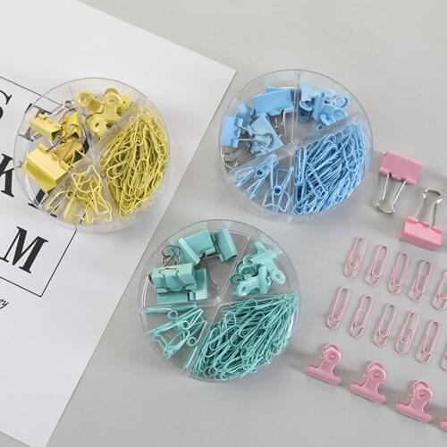 Color Binder Clip Stationery Pink Office Supplies Paper Clips Clamps Set for School Stationery Purple Blue Green
