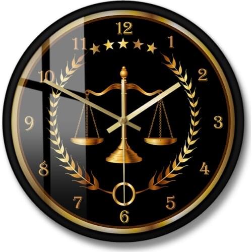 Non Ticking Timepiece Lawyer Office Decor Scale Of Justice Modern Wall Clock Law Firm Wall Art Judge Law Wall Hanging Wall Watch