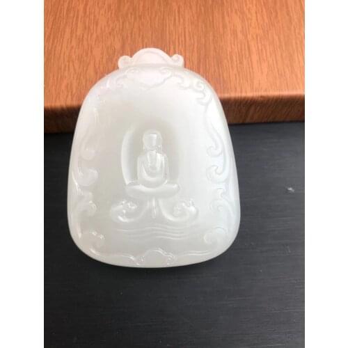 Natural hetian raw jade pendant handcarved flower guanyin jade pendants natural jade stone jadeite jade necklace jade jewelry